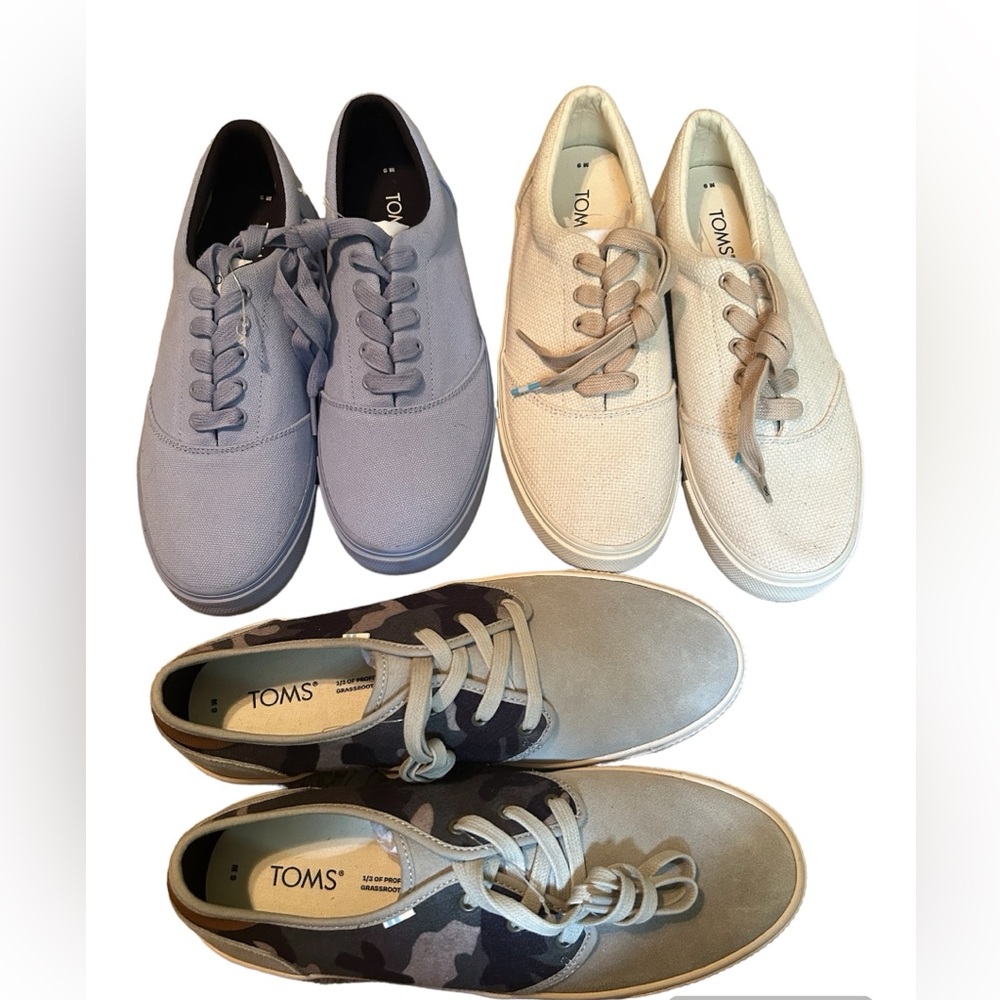 3 pairs of new Toms sneakers